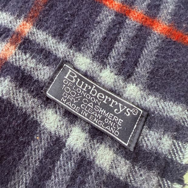 버버리 체크 머플러 네이비 캐시미어100