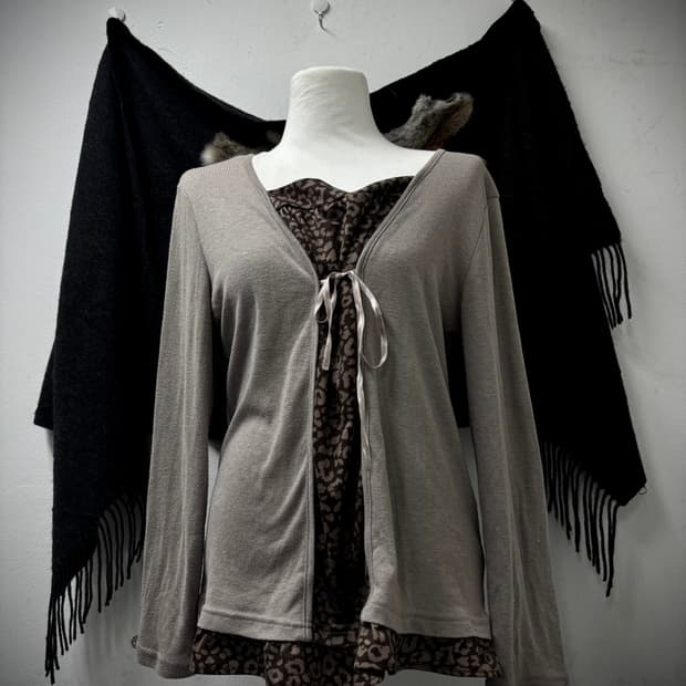 “Vintage”Brown Leopard Layered Sleeve