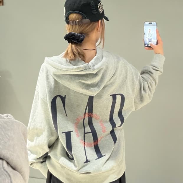 Gap back logo oversized hood zip-up