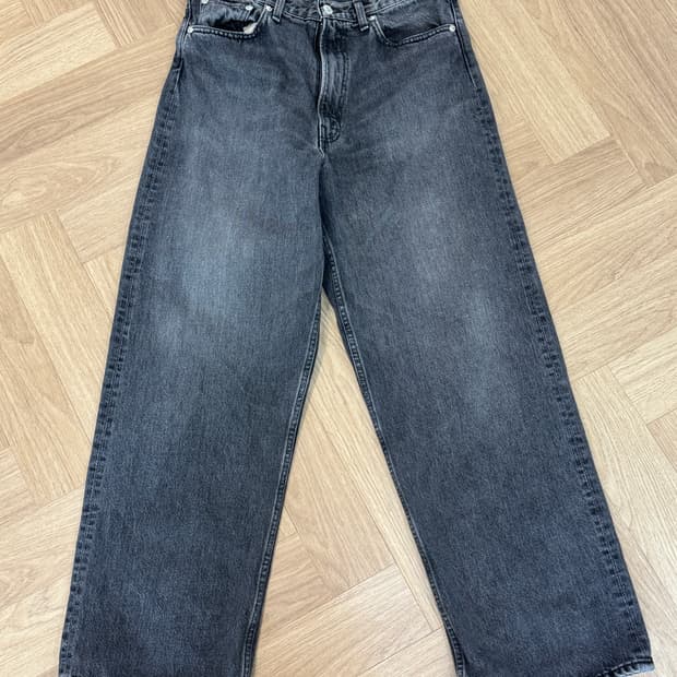 오어슬로우 100 슈퍼대드핏 데님 팬츠 - 흑청 M사이즈