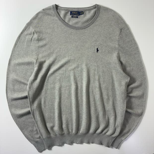 Polo  폴로 랄프로렌 자수 피마코튼 그레이 라운드 니트