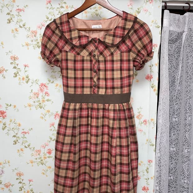 로즈 체크 원피스
