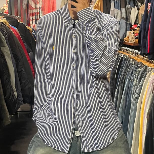[IM] Polo 폴로 스트라이프 블루 긴팔셔츠
