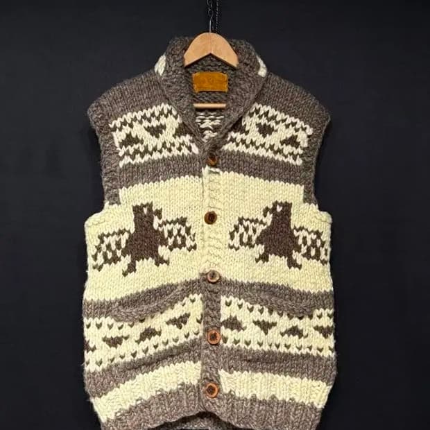 캐나다 코위찬 양털 스웨터 베스트