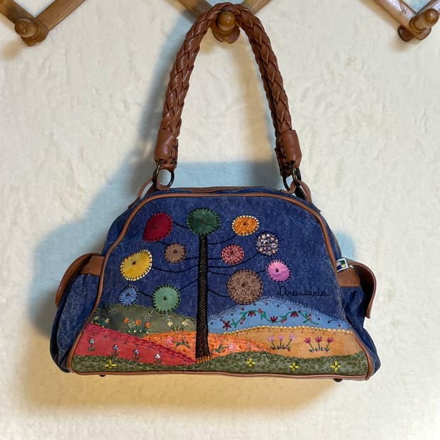 빈티지 Araucária 자수 비즈 토트백 숄더백