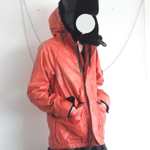 christian lacroix 퍼 후드 레더자켓