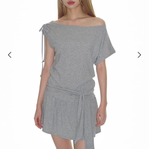 STRING OFF-SHOULDER JERSEY DRESS_MELANGE