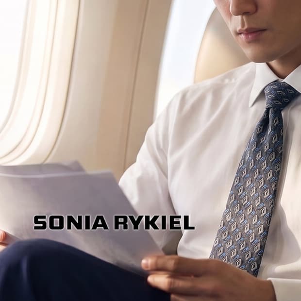 소니아 리키엘 그레이 블루 기하학 넥타이 9.5cm S~A+등급 k315
