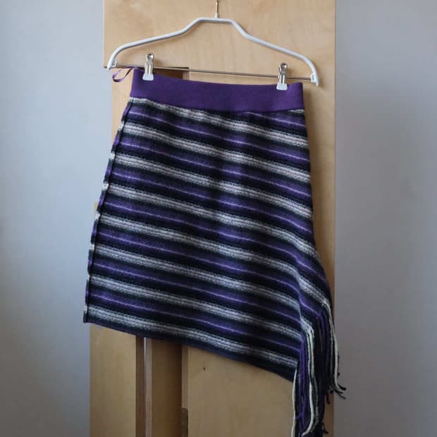 PERVERZE Fringe Stripe Knit Skirt