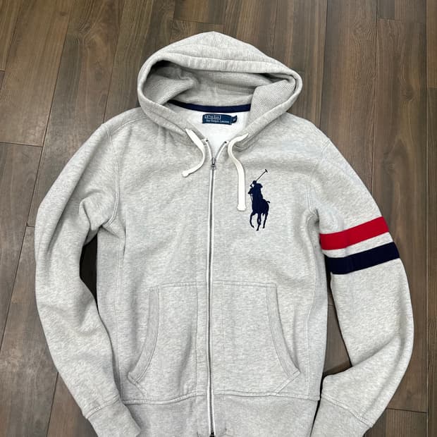 폴로 랄프로렌 빅포니 기모 후드집업 회색 m