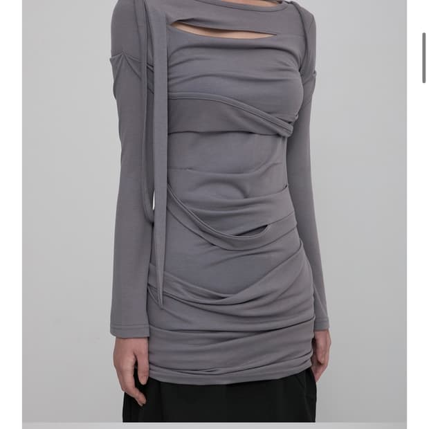 플레어업 드레이프 롱드레스 asymmetrical draped 