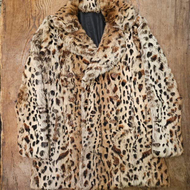 빈티지 리얼 퍼 레오파드 더블 자켓