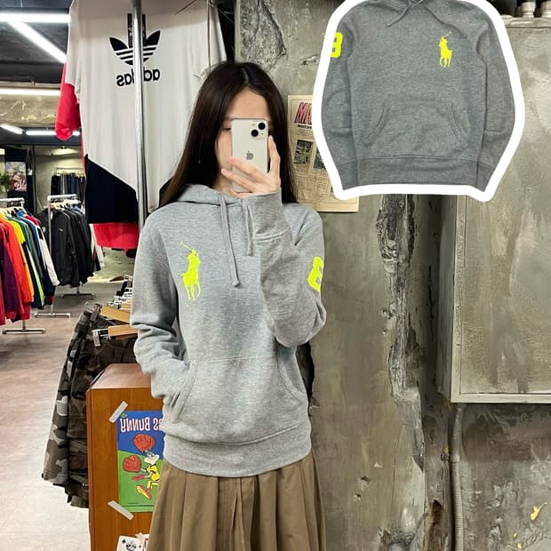 폴로 랄프로렌 빅포니 후드티 그레이 XS #csz1398
