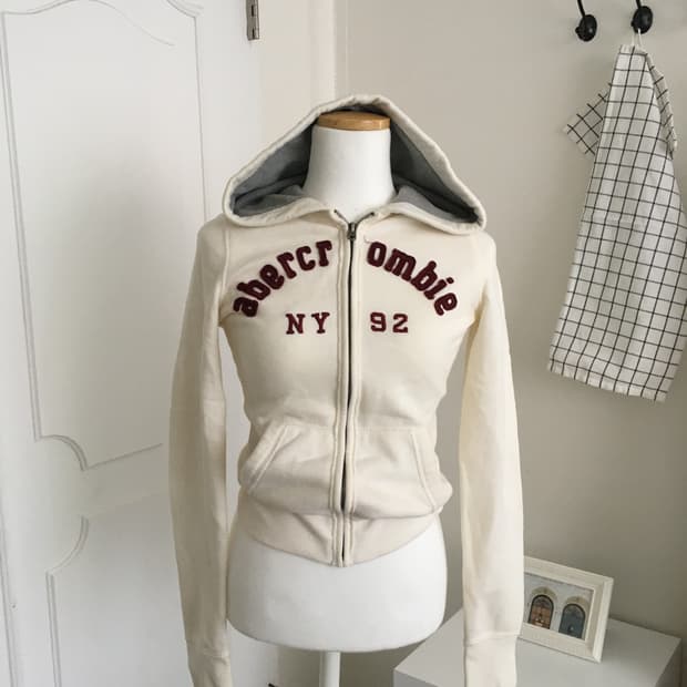 아베크롬비 슬림핏 크림버건디 후드집업