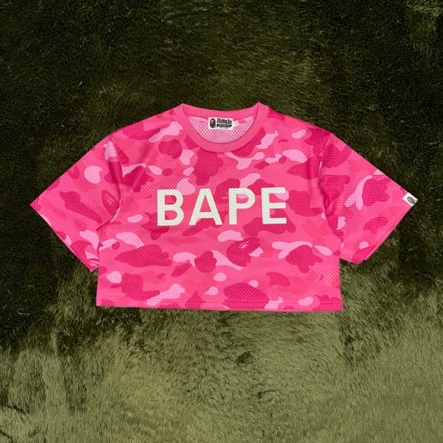 [XS] 베이프 로고 프린트 우먼즈 메쉬 탑 핑크 카모