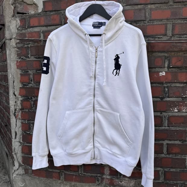 폴로랄프로렌 빅포니 화이트 후드집업 