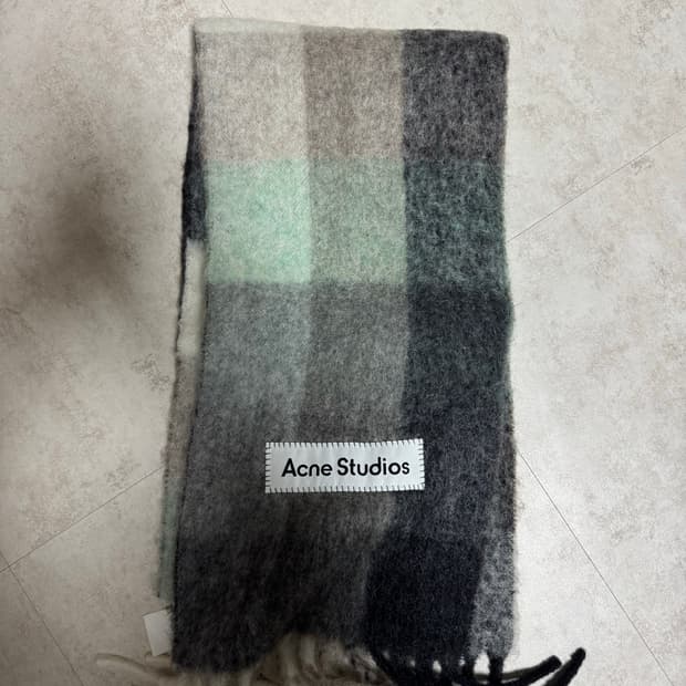 아크네스튜디오머플러 모헤어체크스카프그린그레이블랙