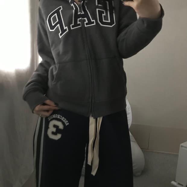 갭 그레이 퍼후드집업