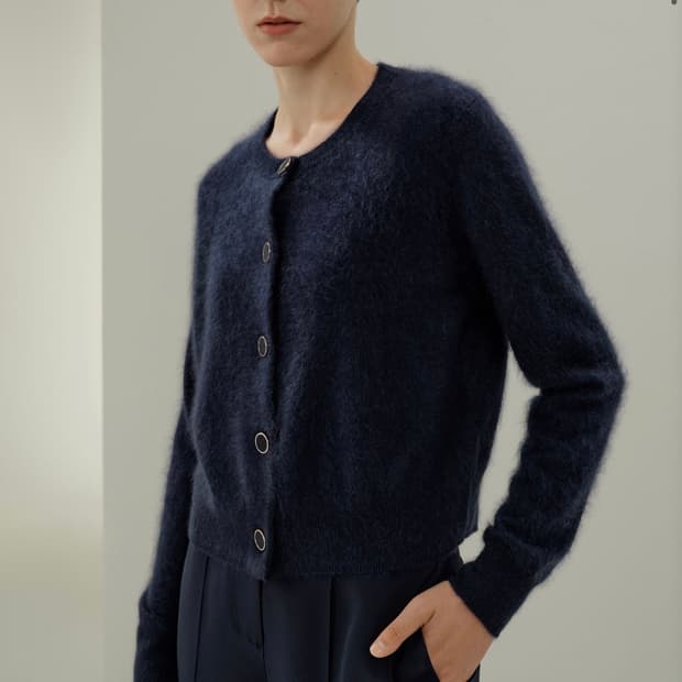 릴리실크 고급 캐시미어 가디건 네이비 / 오르 시스템 마인