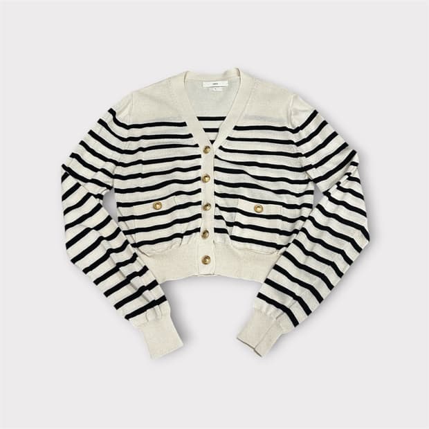 유메르 UMER 스트라이프 세미크롭 가디건