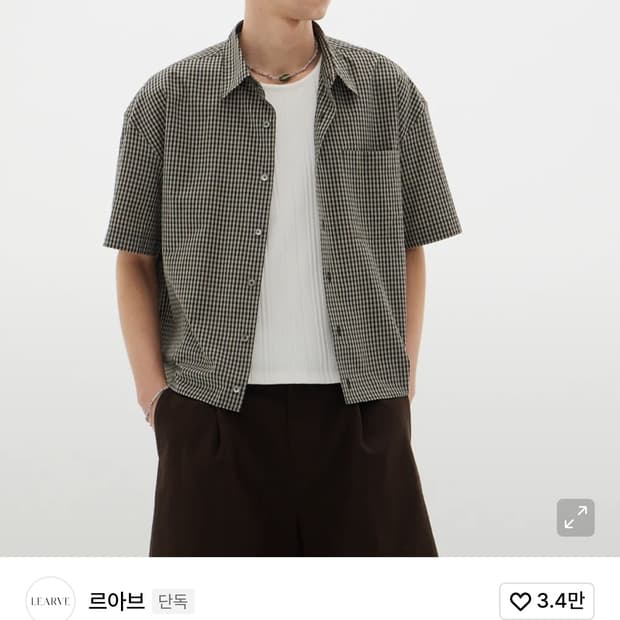 xl 르아브 라오라오 체크 크롭 반팔 셔츠