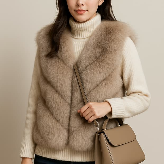 애쉬브라운 시가폭스 페이크퍼 베스트 (M) 55~66 시착 새상품