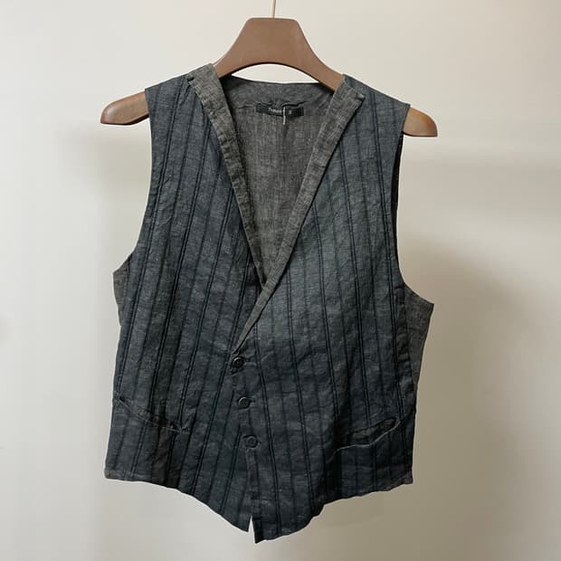 (S) Transit 트랜짓 스트라이프 투톤 린넨 코튼 베스트