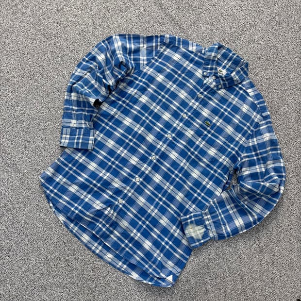 40 라코스테 남성 슬림핏 체크 셔츠 0324J