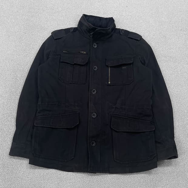 디젤 Diesel M65 밀리터리 캔버스 필드 자켓 블랙