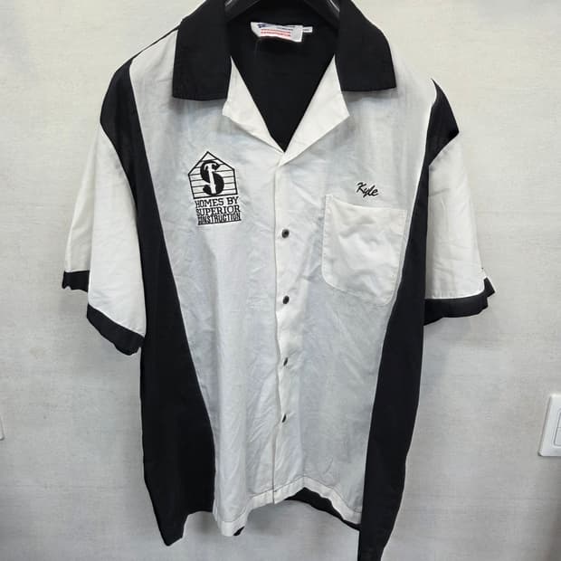 빈티지 usa 90s 미키마우스 프린팅 볼링 셔츠반팔 xl