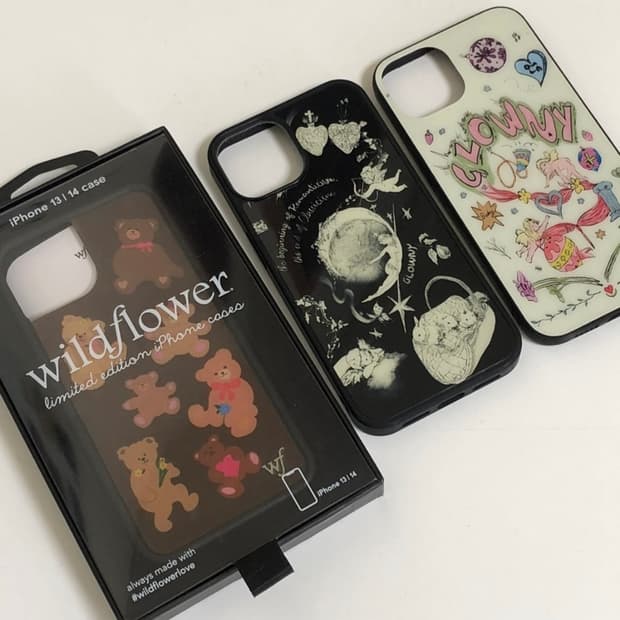 (일괄) 아이폰 14 폰케이스 와일드플라워 테디베어 로제 손민수 글로니 