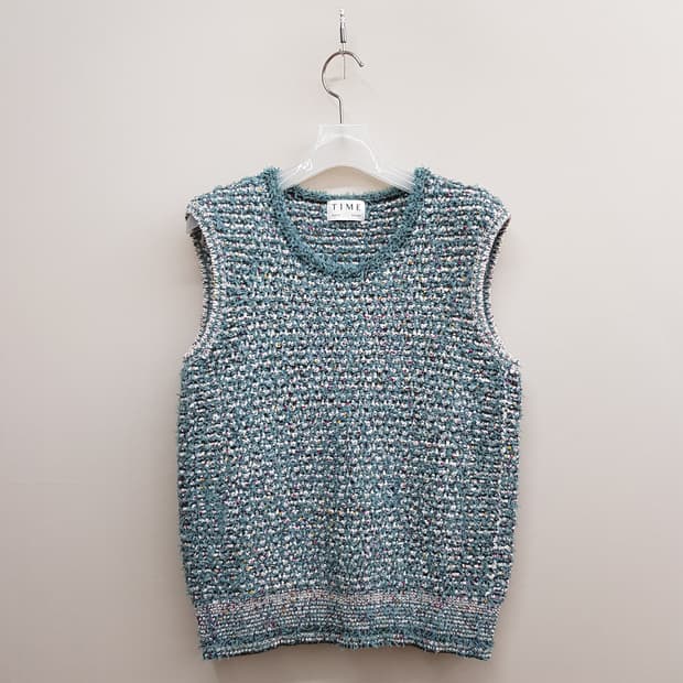 한섬 타임 2021 트위드 니트 베스트 F사이즈