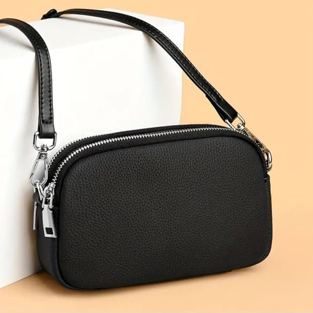 천연 소가죽 투지퍼 크로스백/휴대폰백