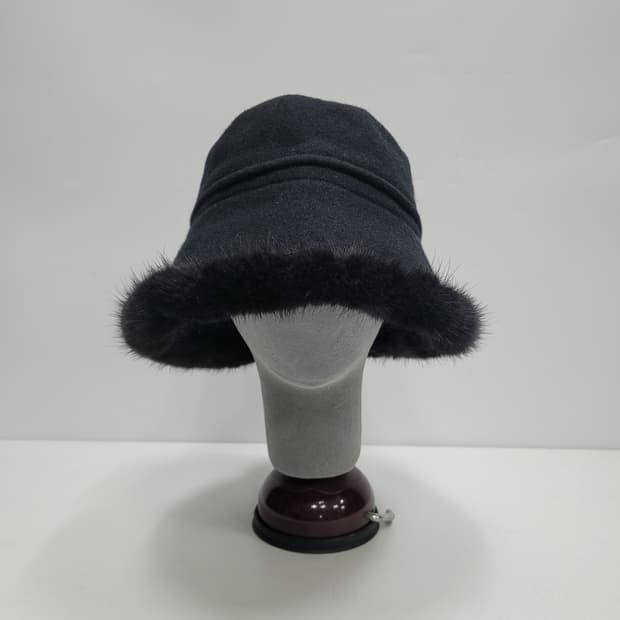 이상봉 밍크 배색 버킷햇 벙거지 모자 / 여 FREE 블랙
