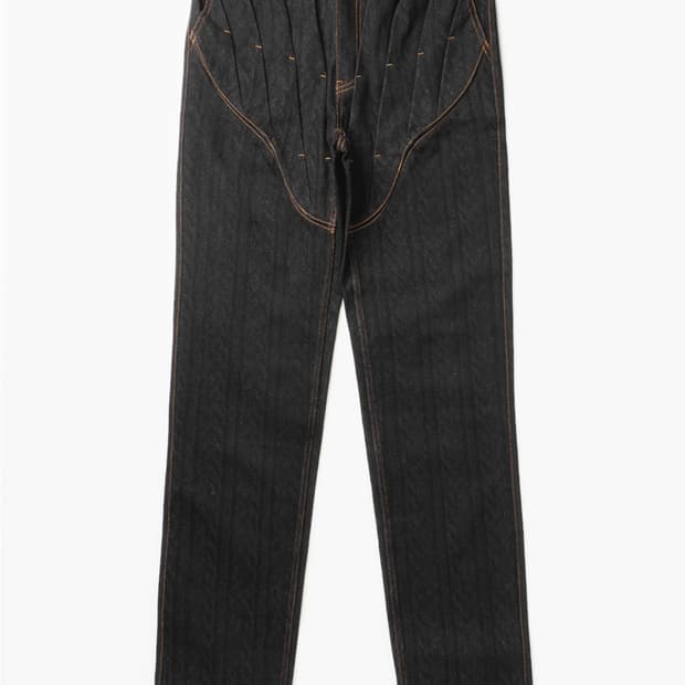 AW23/LASER-WASHED GATHERED CORSET DENIM