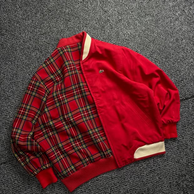 00s 라코스테 아카이브 리버시블 타탄체크 울 자켓 2254
