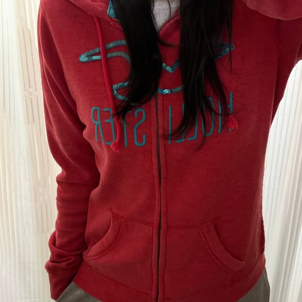 홀리스터 레드 후드집업 m