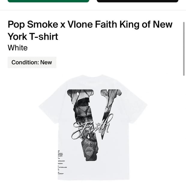 브이론 Vlone X Pop smoke faith 티셔츠