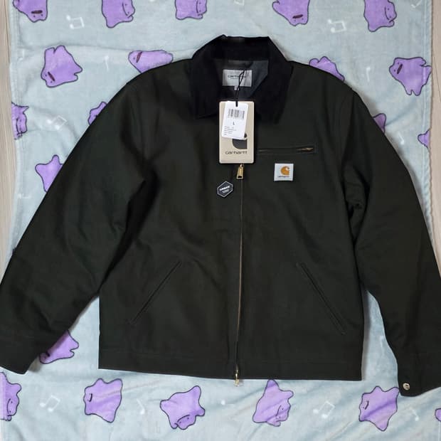 칼하트 WIP 디트로이트 자켓 올리브 블랙 리지드 - 윈터