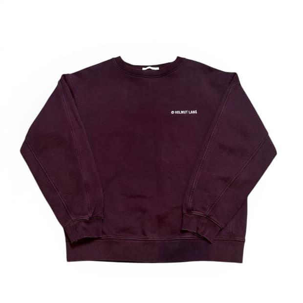 헬무트 랭 자수 로고 스웻 셔츠 크림슨 나이트