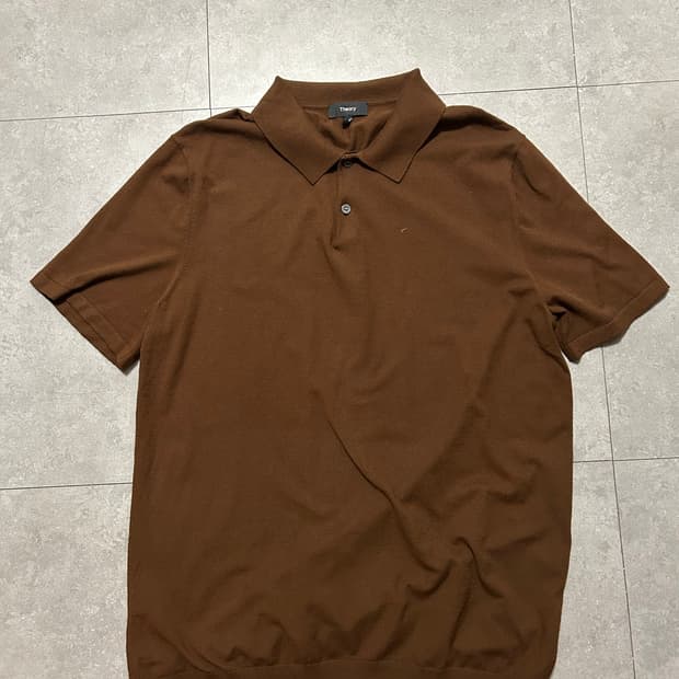 띠어리 다크브라운  비스코스 pk 니트 코튼 셔츠  100size  