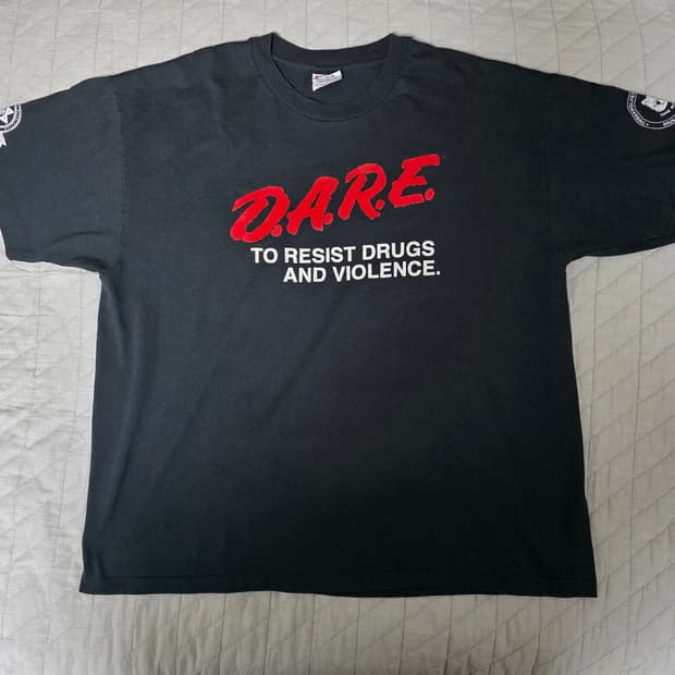 [XL] 90s 빈티지 DARE 티셔츠 블랙 ver. 헤인즈 50/50