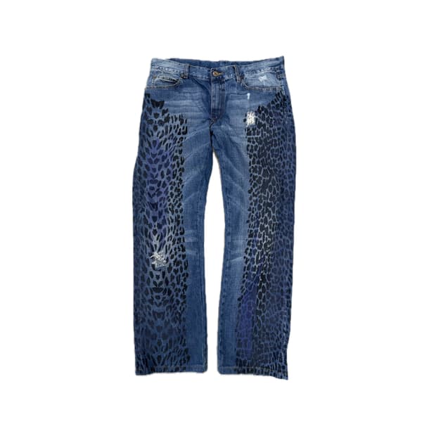 Roberto Cavalli leopard denim pants