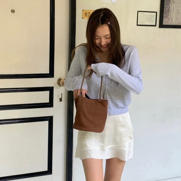 (새상품)tannat 타낫 베이직 라운드 가디건 그레이