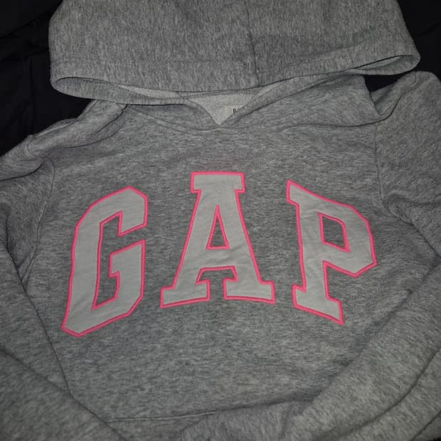 갭 그레이 핑크로고 후드티