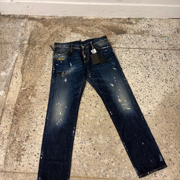 M) 디스퀘어드 12SS 페인티드 스팟 슬림핏 데님진
