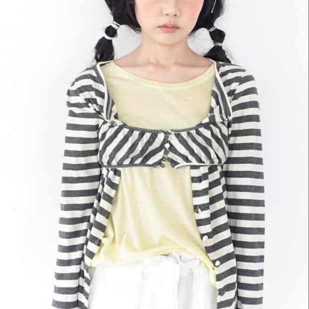 샵페어리 stripe button cardigan