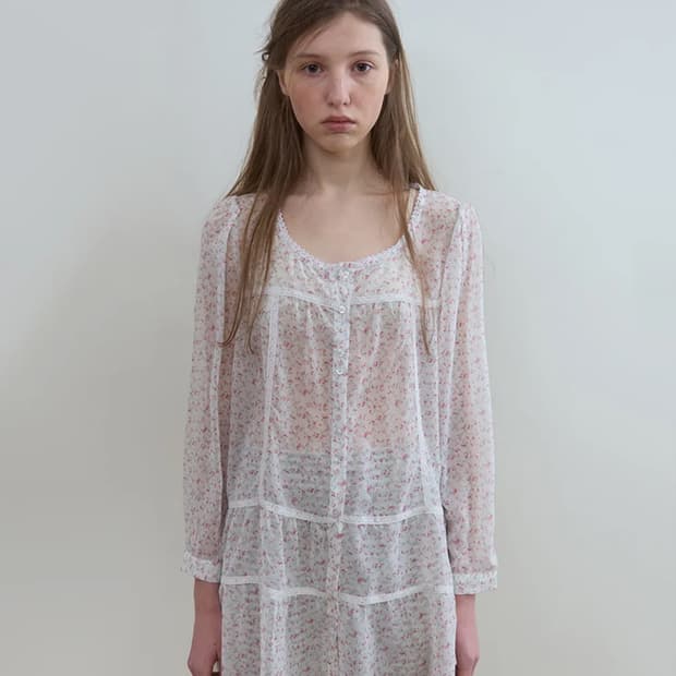 노컨텐츠 sheer flower dress