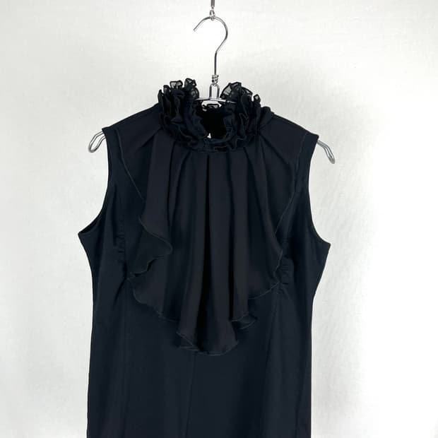 Vintage 넥 셔링 슬리브리스 