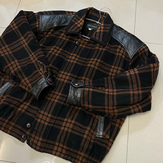 check leather jacket